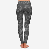 Thumbnail for Paper Airplane & Fly (Gray) Designed Women Leggins