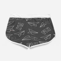 Thumbnail for Paper Airplane & Fly (Gray) Designed Women Beach Style Shorts