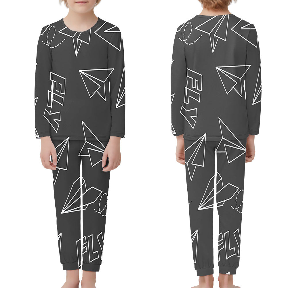 Paper Airplane & Fly (Gray) Designed "Children" Pijamas