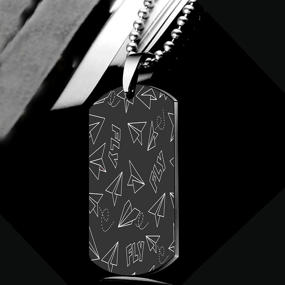 Paper Airplane & Fly (Gray) Designed Metal Necklaces