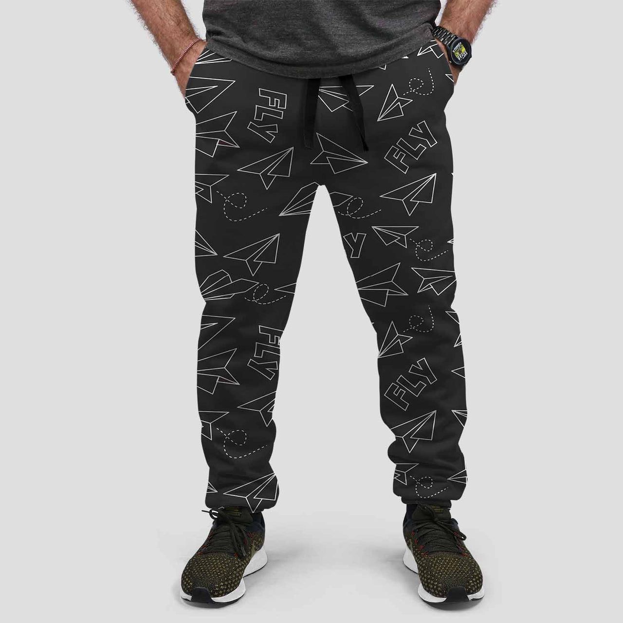 Paper Airplane & Fly Designed Sweat Pants & Trousers