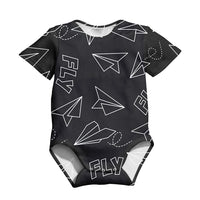 Thumbnail for Paper Airplane & Fly (Gray) Designed 3D Baby Bodysuits