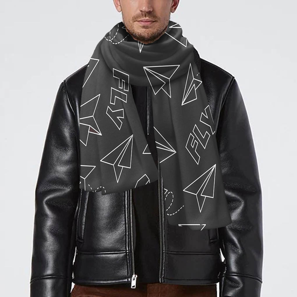 Paper Airplane & Fly (Gray) Designed Scarfs