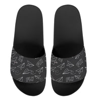 Thumbnail for Paper Airplane & Fly (Gray) Designed Sport Slippers