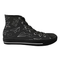 Thumbnail for Paper Airplane & Fly (Gray) Designed Long Canvas Shoes (Women)
