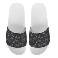 Thumbnail for Paper Airplane & Fly (Gray) Designed Sport Slippers