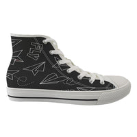 Thumbnail for Paper Airplane & Fly (Gray) Designed Long Canvas Shoes (Women)