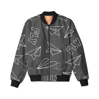 Thumbnail for Paper Airplane & Fly (Gray) Designed 3D Pilot Bomber Jackets
