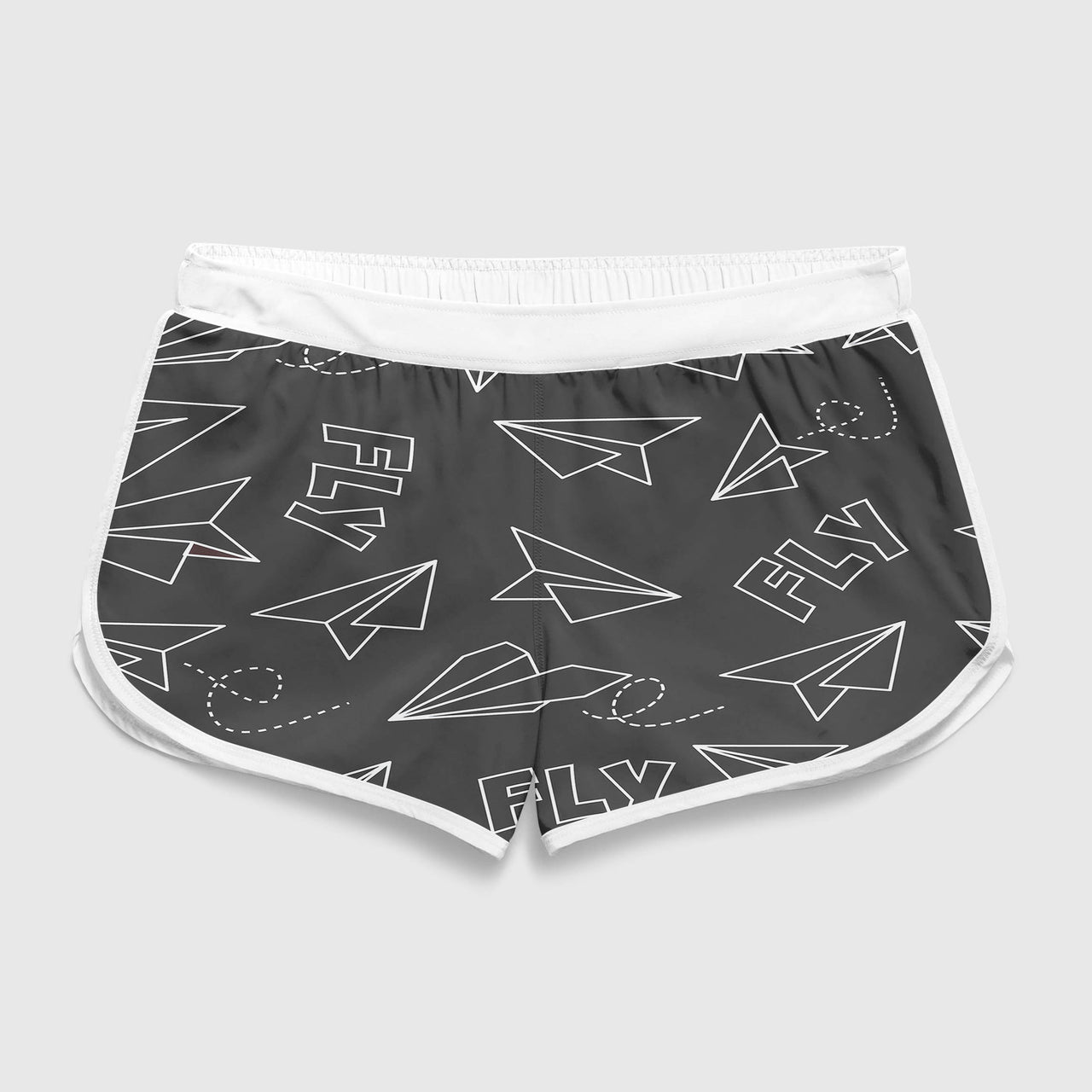 Paper Airplane & Fly (Gray) Designed Women Beach Style Shorts