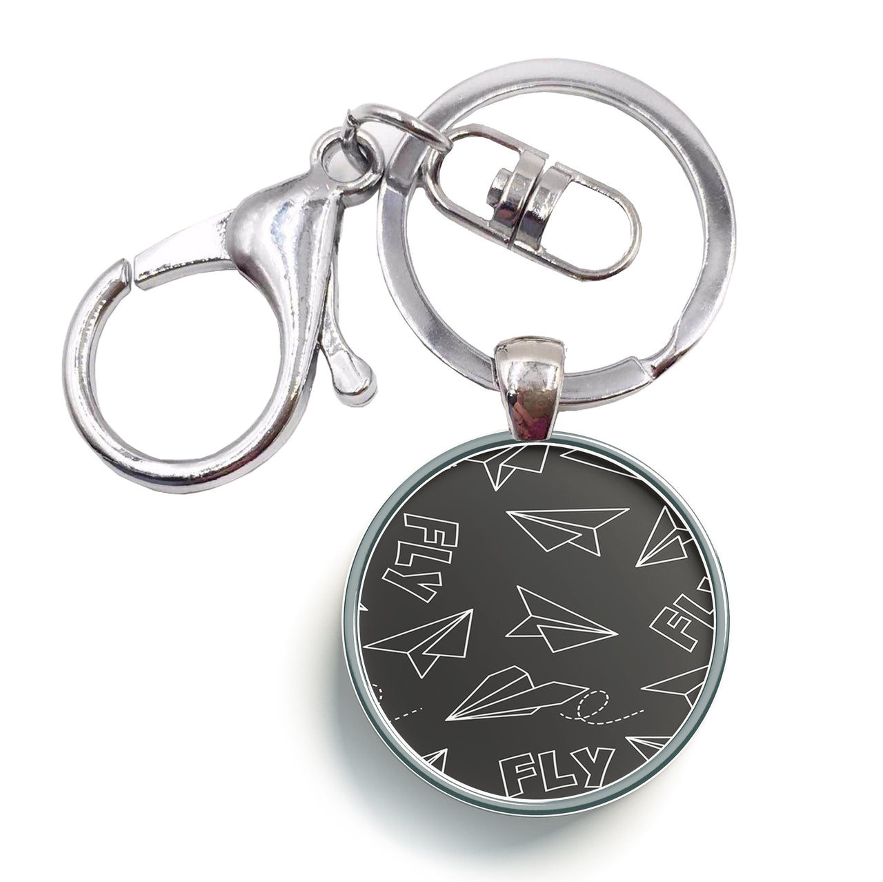 Paper Airplane & Fly Designed Circle Key Chains