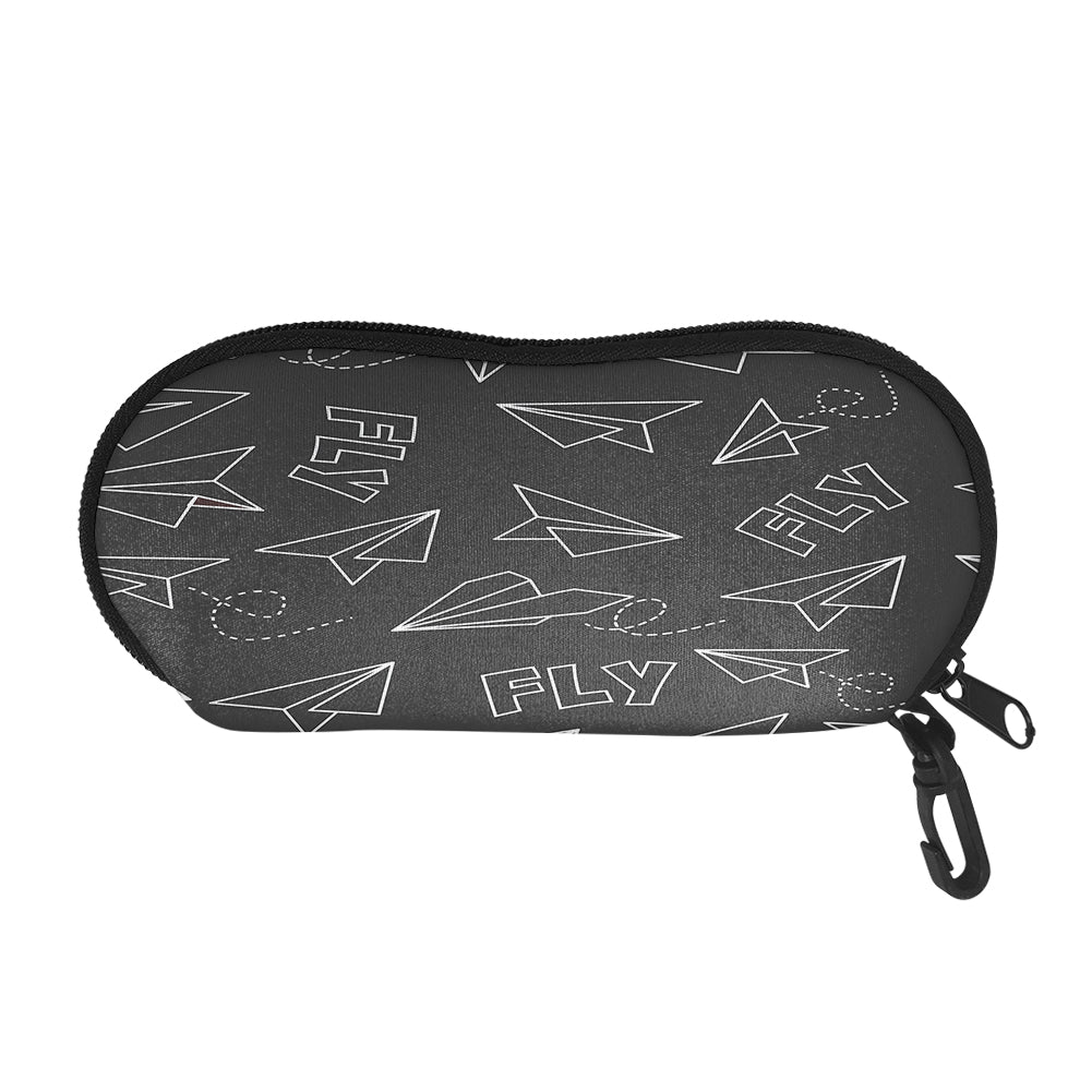 Paper Airplane & Fly (Gray) Designed Glasses Bag
