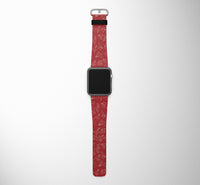 Thumbnail for Paper Airplane & Fly (Red) Designed Leather Apple Watch Straps