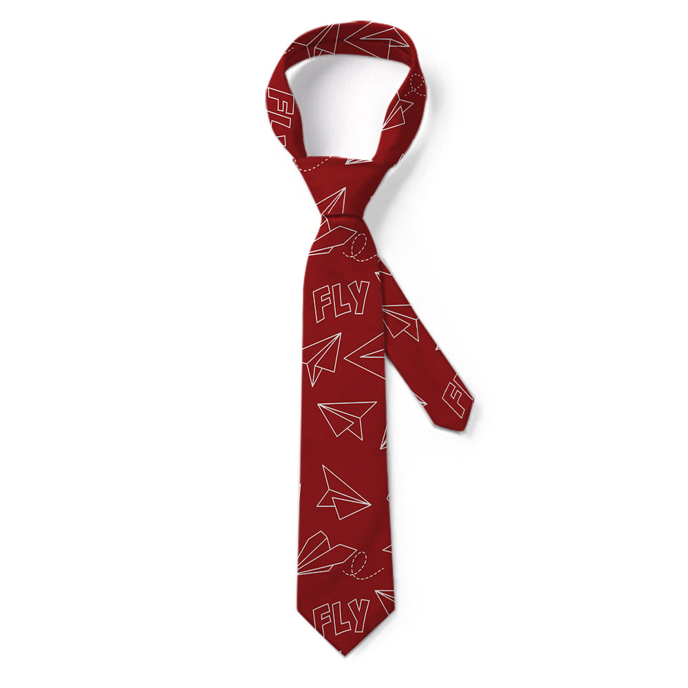 Paper Airplane & Fly (Red) Designed Ties