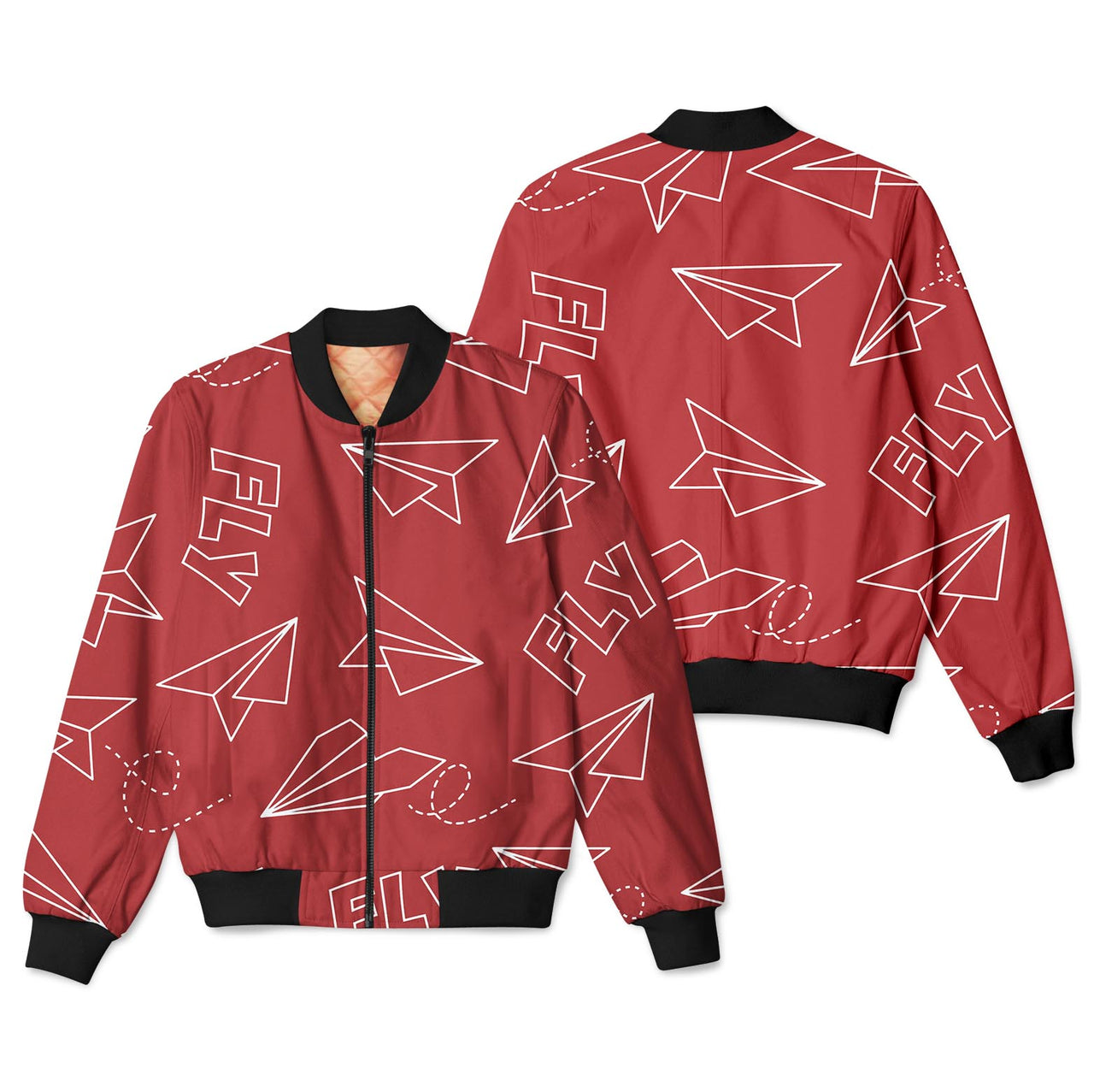 Paper Airplane & Fly (Red) Designed 3D Pilot Bomber Jackets