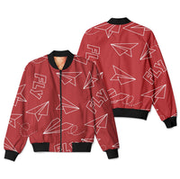 Thumbnail for Paper Airplane & Fly (Red) Designed 3D Pilot Bomber Jackets