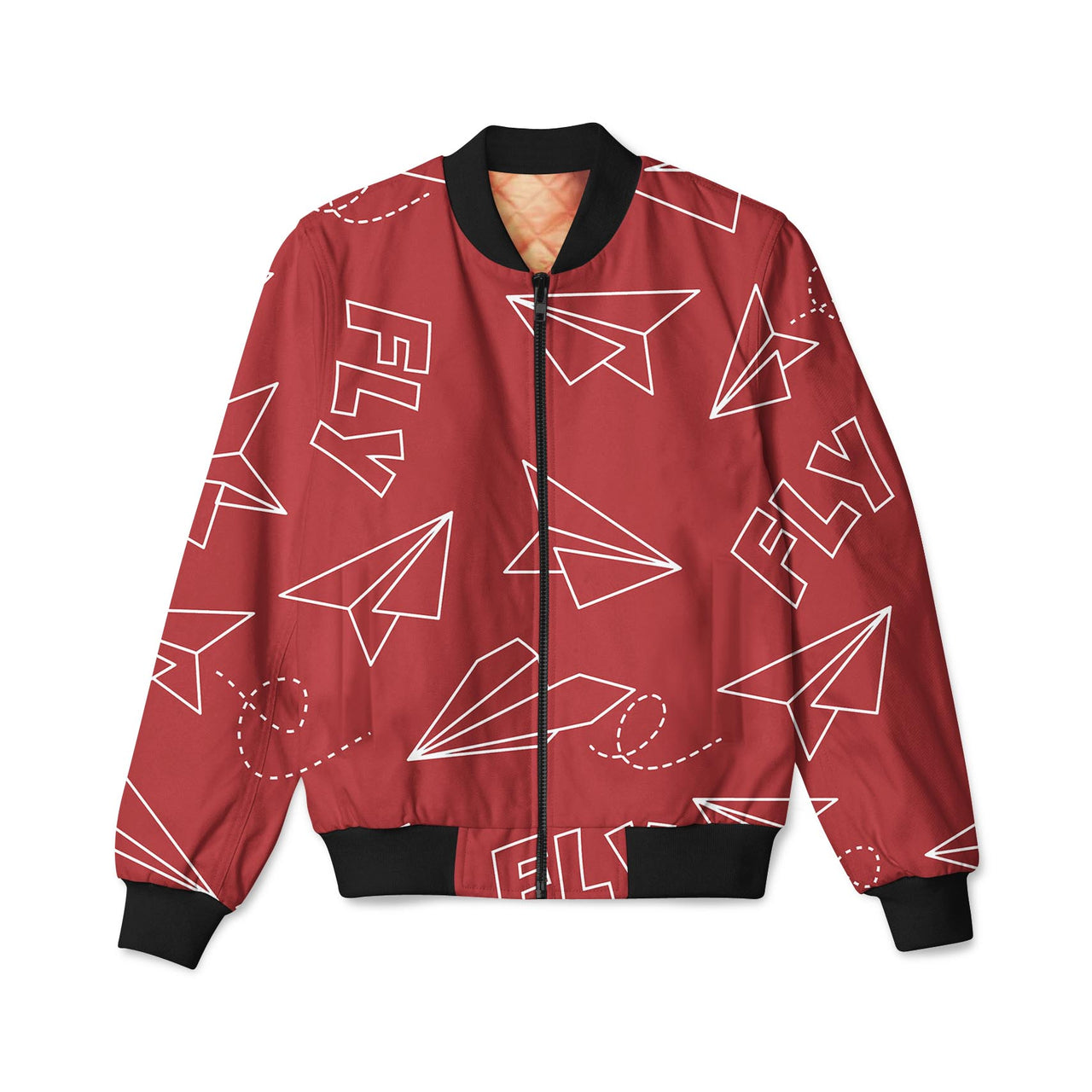 Paper Airplane & Fly (Red) Designed 3D Pilot Bomber Jackets