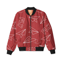 Thumbnail for Paper Airplane & Fly (Red) Designed 3D Pilot Bomber Jackets