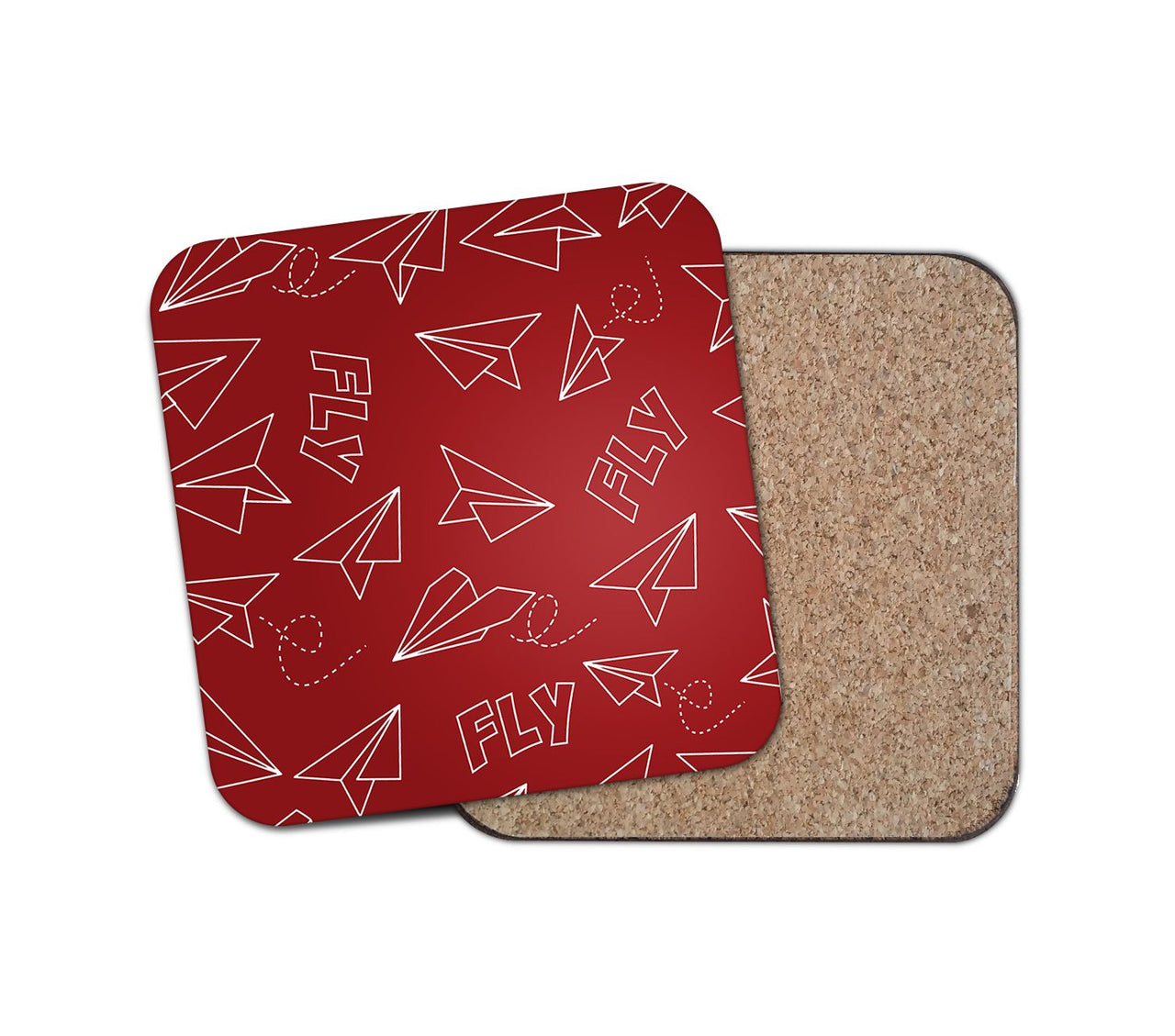 Paper Airplane & Fly (Red) Designed Coasters