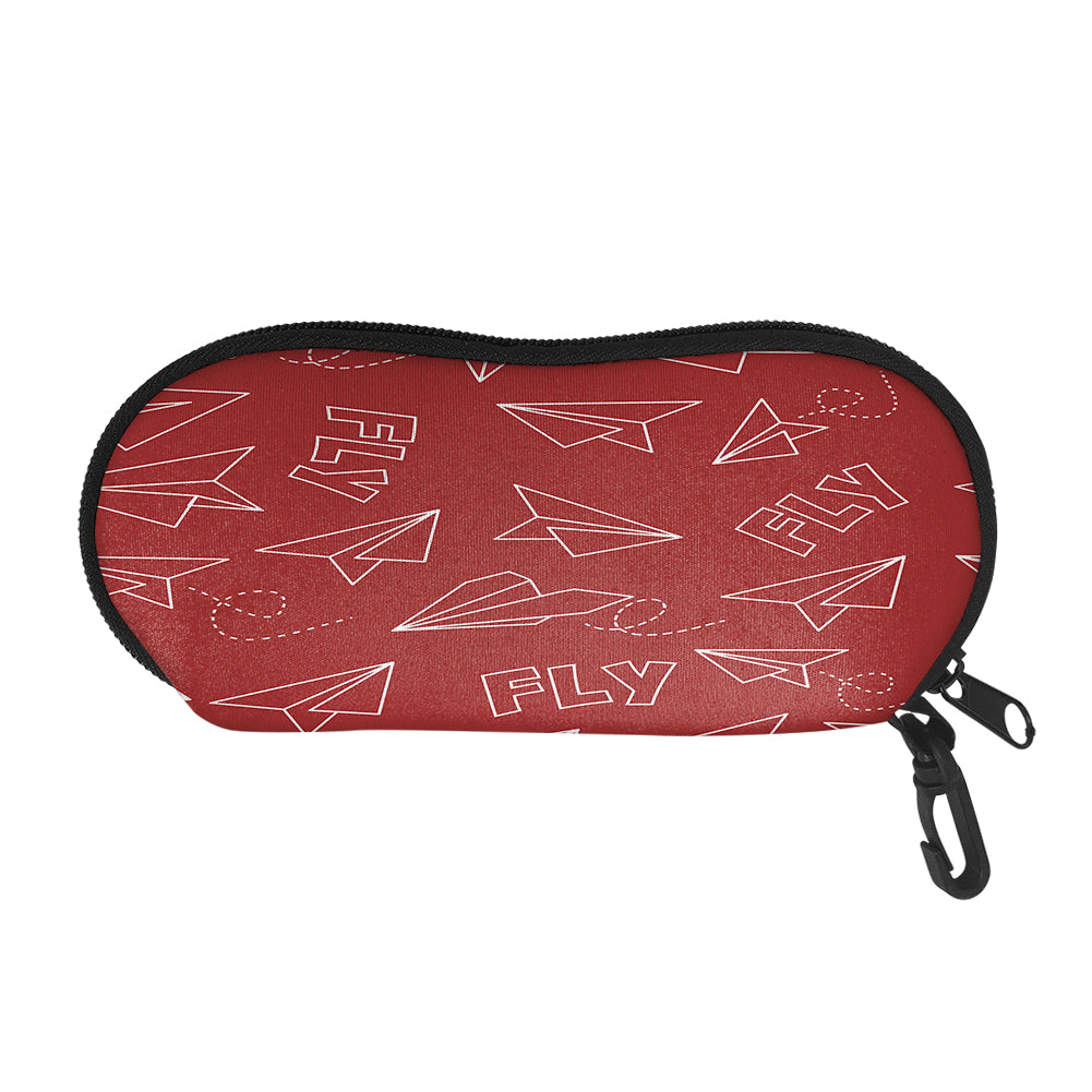 Paper Airplane & Fly (Red) Designed Glasses Bag