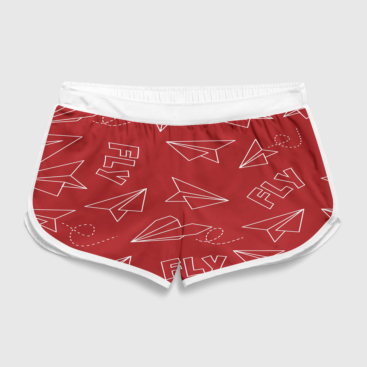Travelling with Aircraft (Red) Designed Women Beach Style Shorts