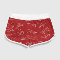 Thumbnail for Travelling with Aircraft (Red) Designed Women Beach Style Shorts