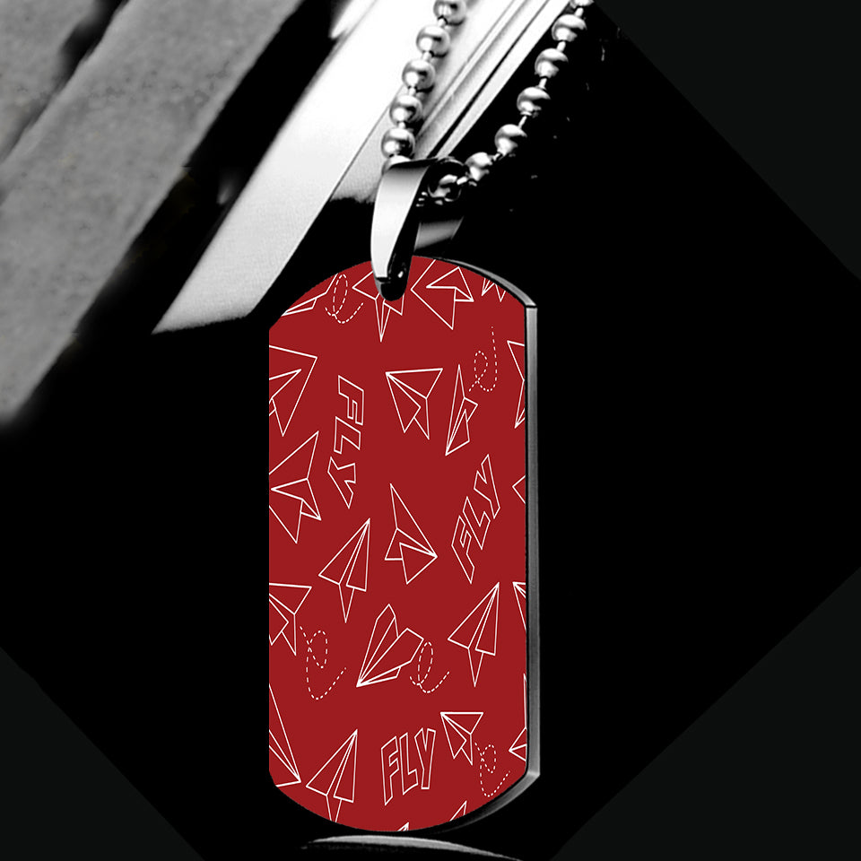 Paper Airplane & Fly (Red) Designed Metal Necklaces