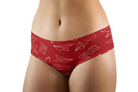 Thumbnail for Paper Airplane & Fly (Red) Designed Women Panties & Shorts