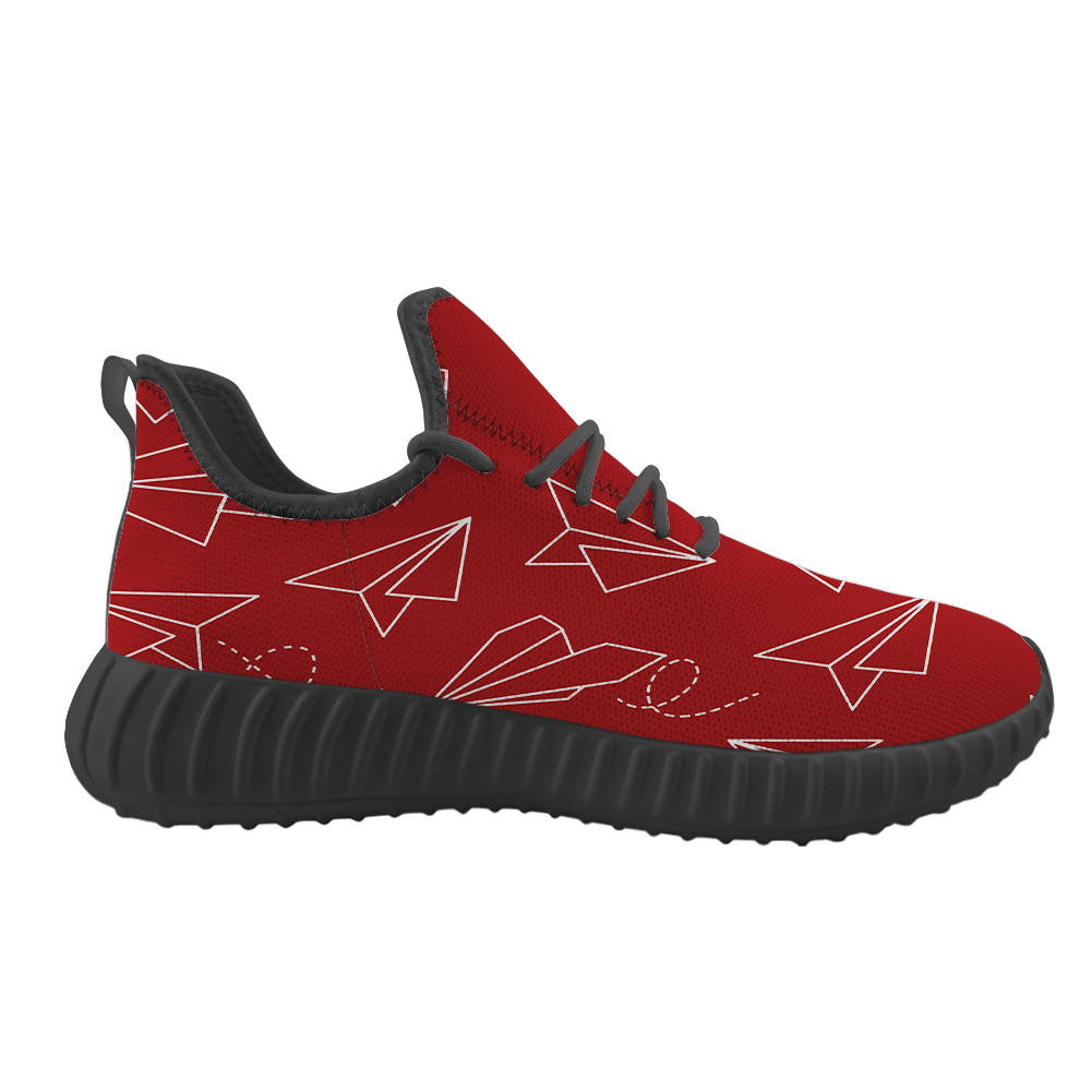 Paper Airplane & Fly (Red) Designed Sport Sneakers & Shoes (MEN)