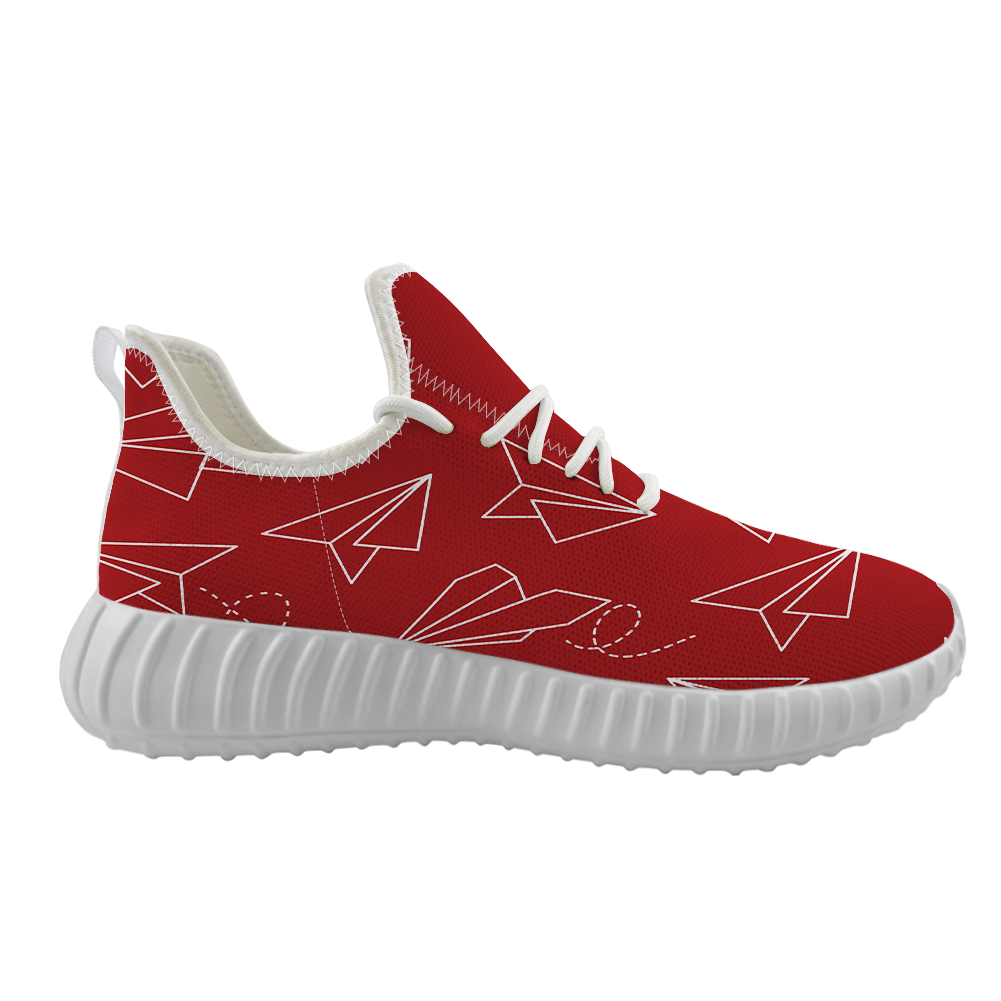 Paper Airplane & Fly (Red) Designed Sport Sneakers & Shoes (WOMEN)