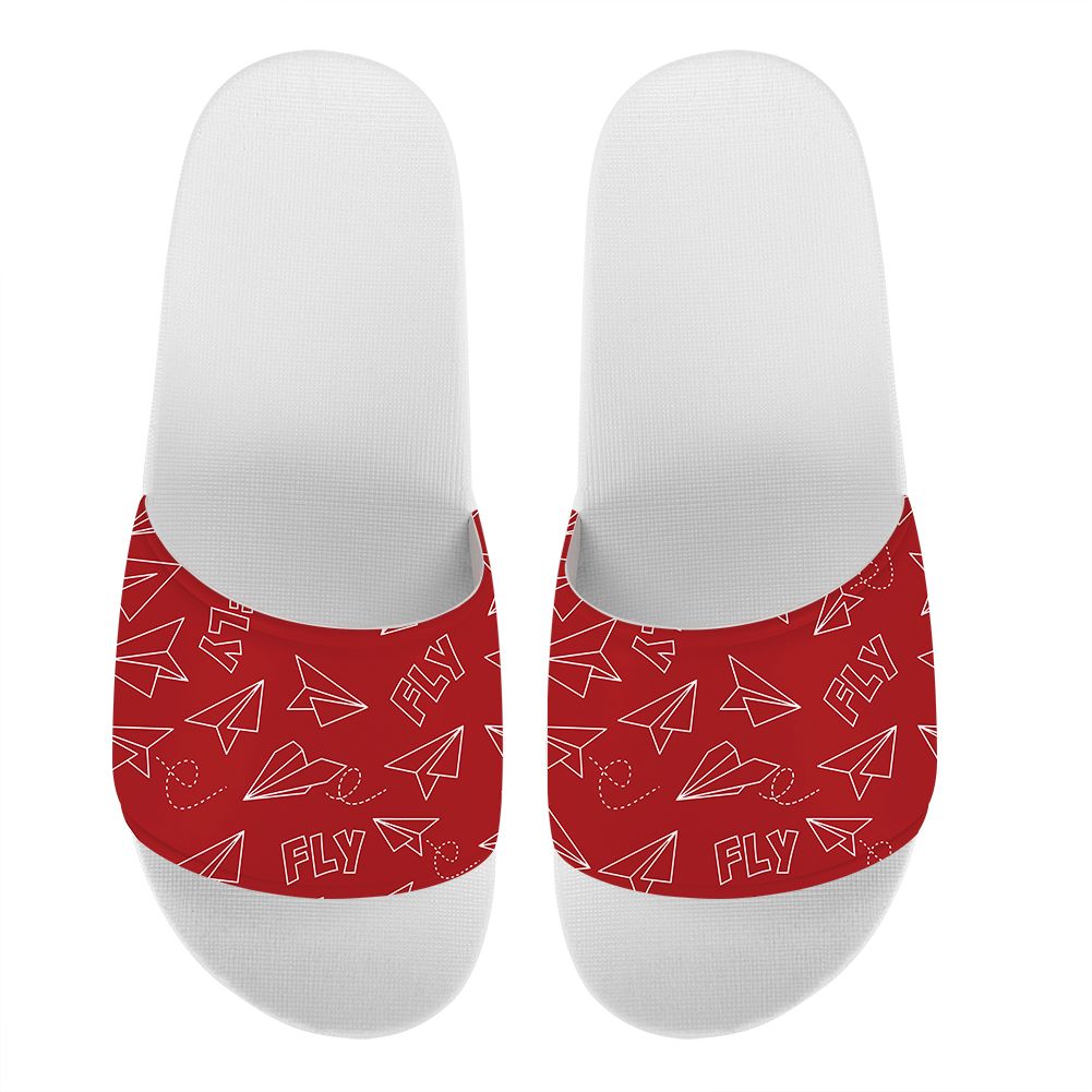 Paper Airplane & Fly (Red) Designed Sport Slippers