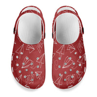 Thumbnail for Paper Airplane & Fly (Red) Designed Hole Shoes & Slippers (WOMEN)