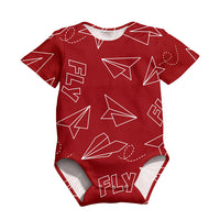 Thumbnail for Paper Airplane & Fly (Red) Designed 3D Baby Bodysuits