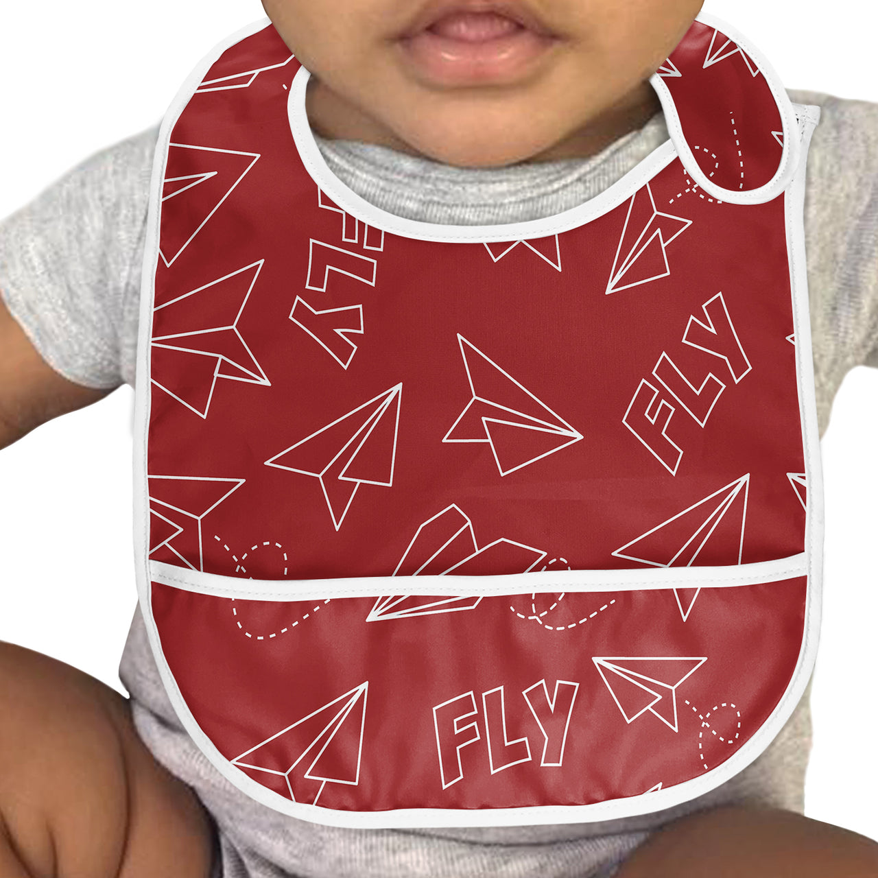 Paper Airplane & Fly (Red) Designed Baby Bib