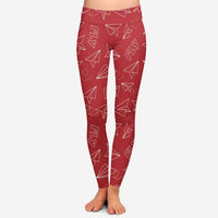 Thumbnail for Paper Airplane & Fly (Red) Designed Women Leggins