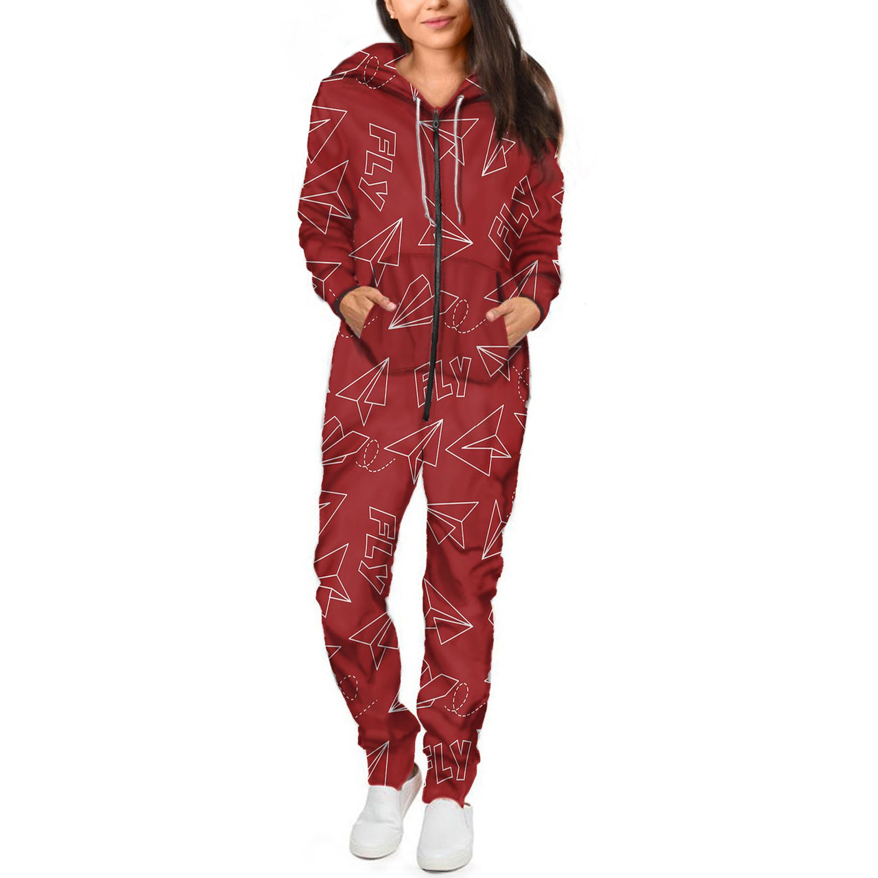 Paper Airplane & Fly (Red) Designed Jumpsuit for Men & Women
