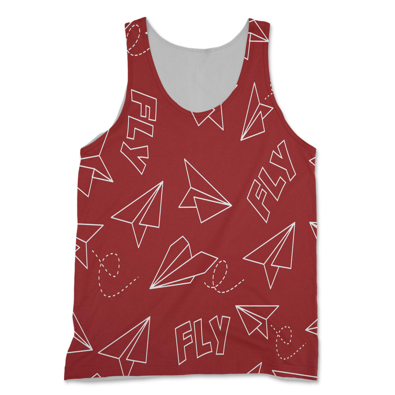 Paper Airplane & Fly (Red) Designed 3D Tank Tops
