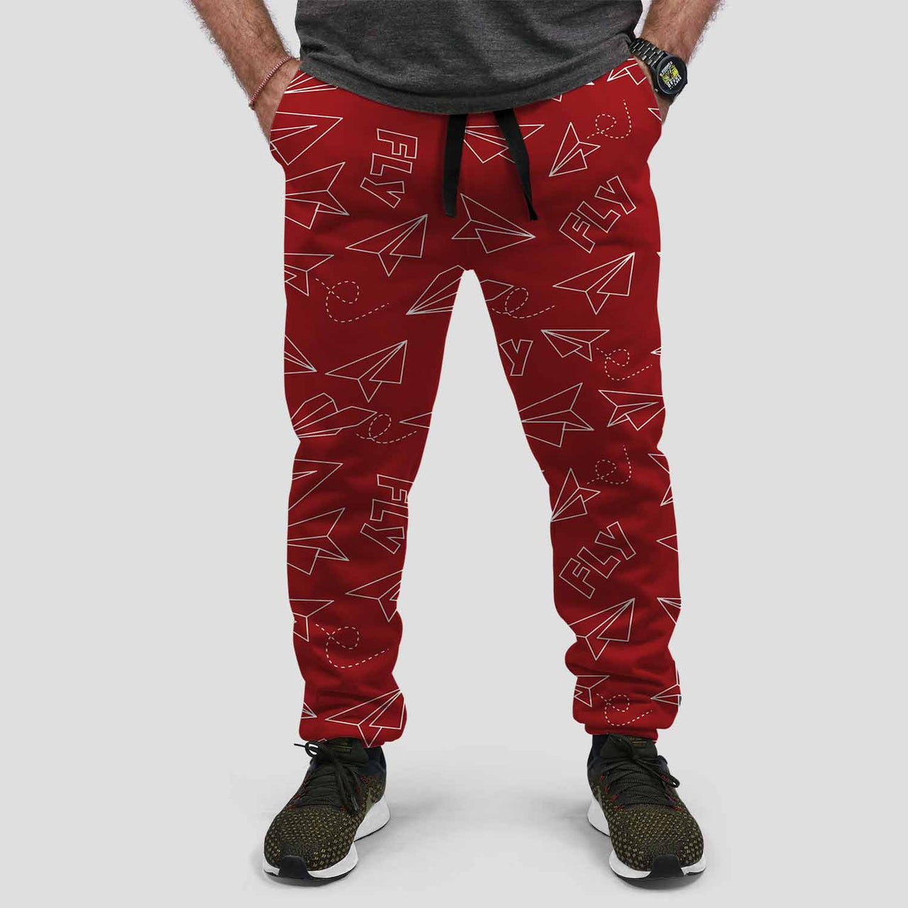 Paper Airplane & Fly Designed Sweat Pants & Trousers