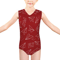 Thumbnail for Paper Airplane & Fly (Red) Designed Kids Swimsuit
