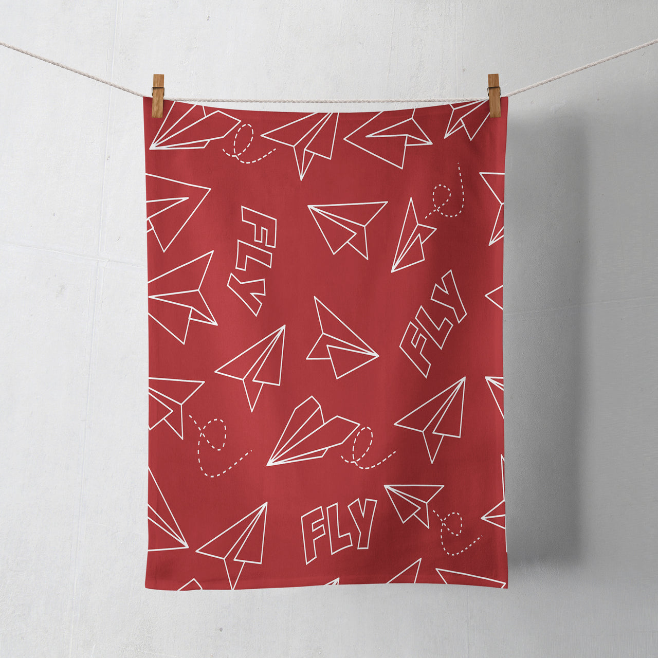 Paper Airplane & Fly (Red) Designed Towels