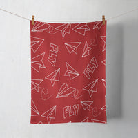 Thumbnail for Paper Airplane & Fly (Red) Designed Towels