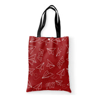 Thumbnail for Paper Airplane & Fly (Red) Designed Tote Bags