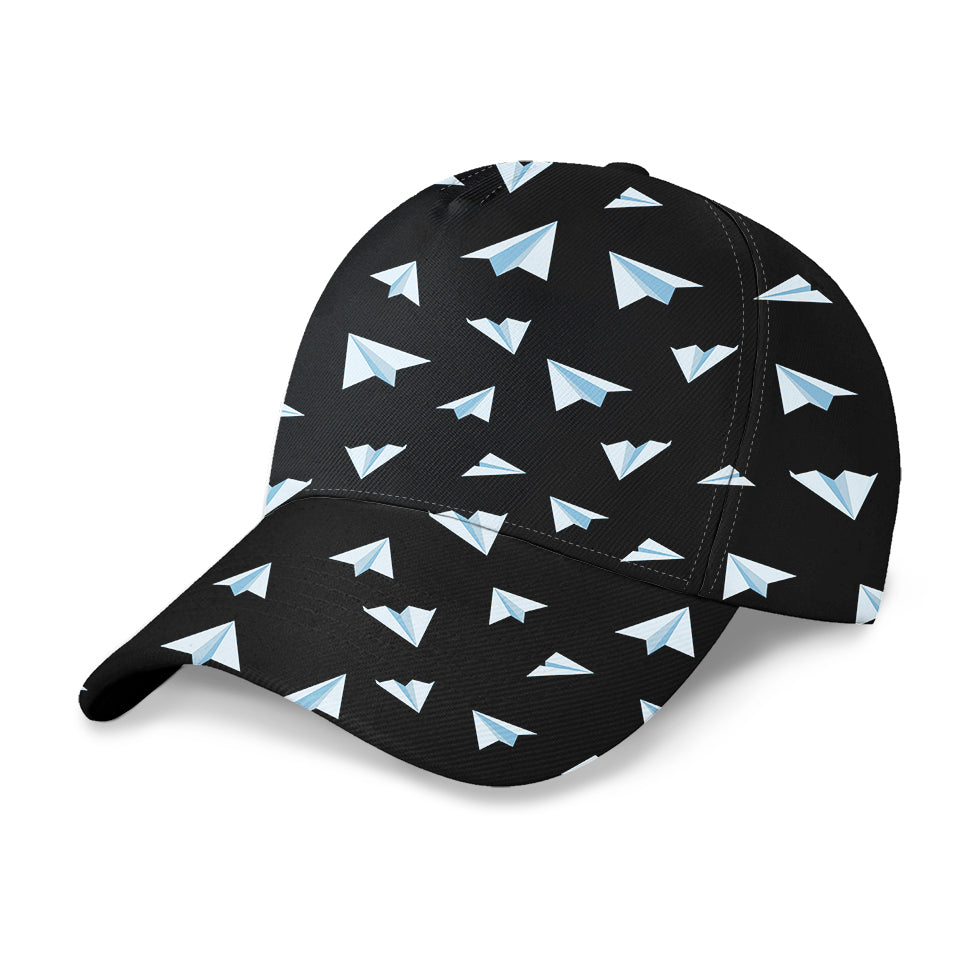 Paper Airplanes (Black) Designed 3D Peaked Cap