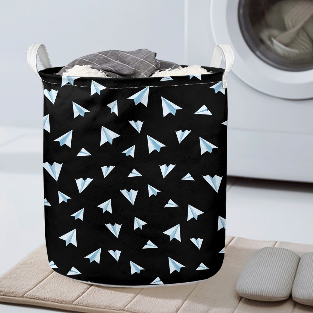 Paper Airplanes (Black) Designed Laundry Baskets