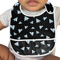 Thumbnail for Paper Airplanes (Black) Designed Baby Bib