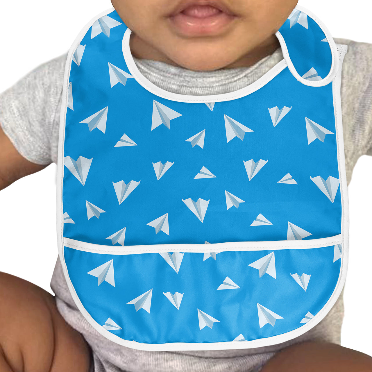 Paper Airplanes (Blue) Designed Baby Bib