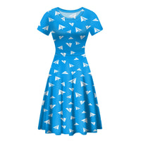 Thumbnail for Paper Airplanes (Blue) Designed Women Midi Dress