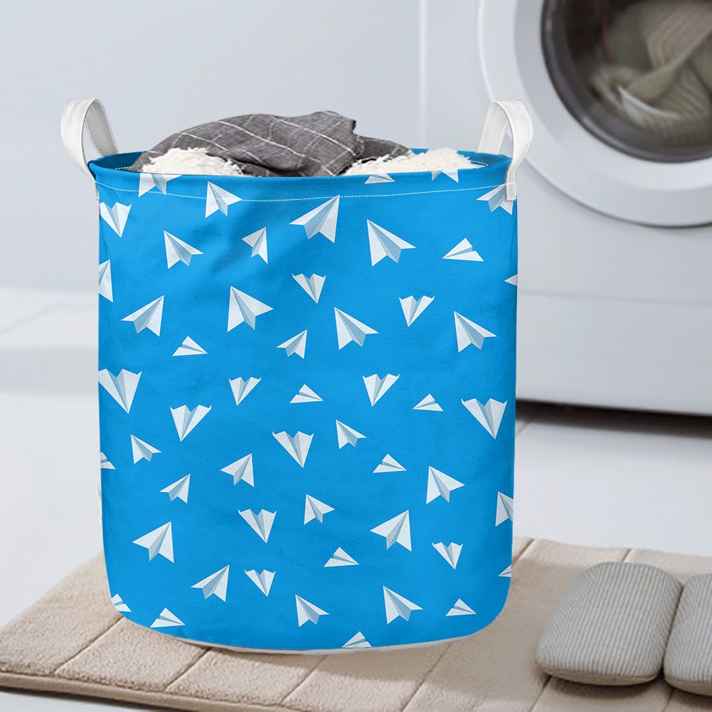 Paper Airplanes (Blue) Designed Laundry Baskets