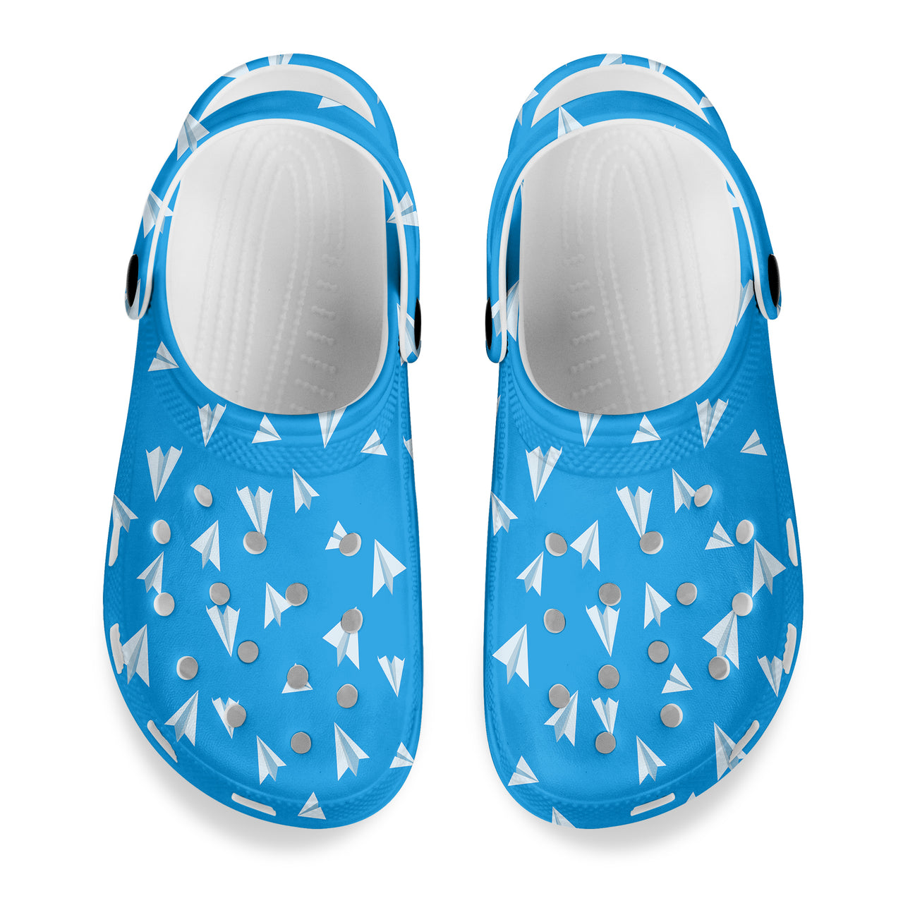 Paper Airplanes (Blue) Designed Hole Shoes & Slippers (MEN)