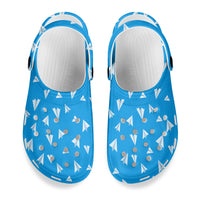 Thumbnail for Paper Airplanes (Blue) Designed Hole Shoes & Slippers (MEN)
