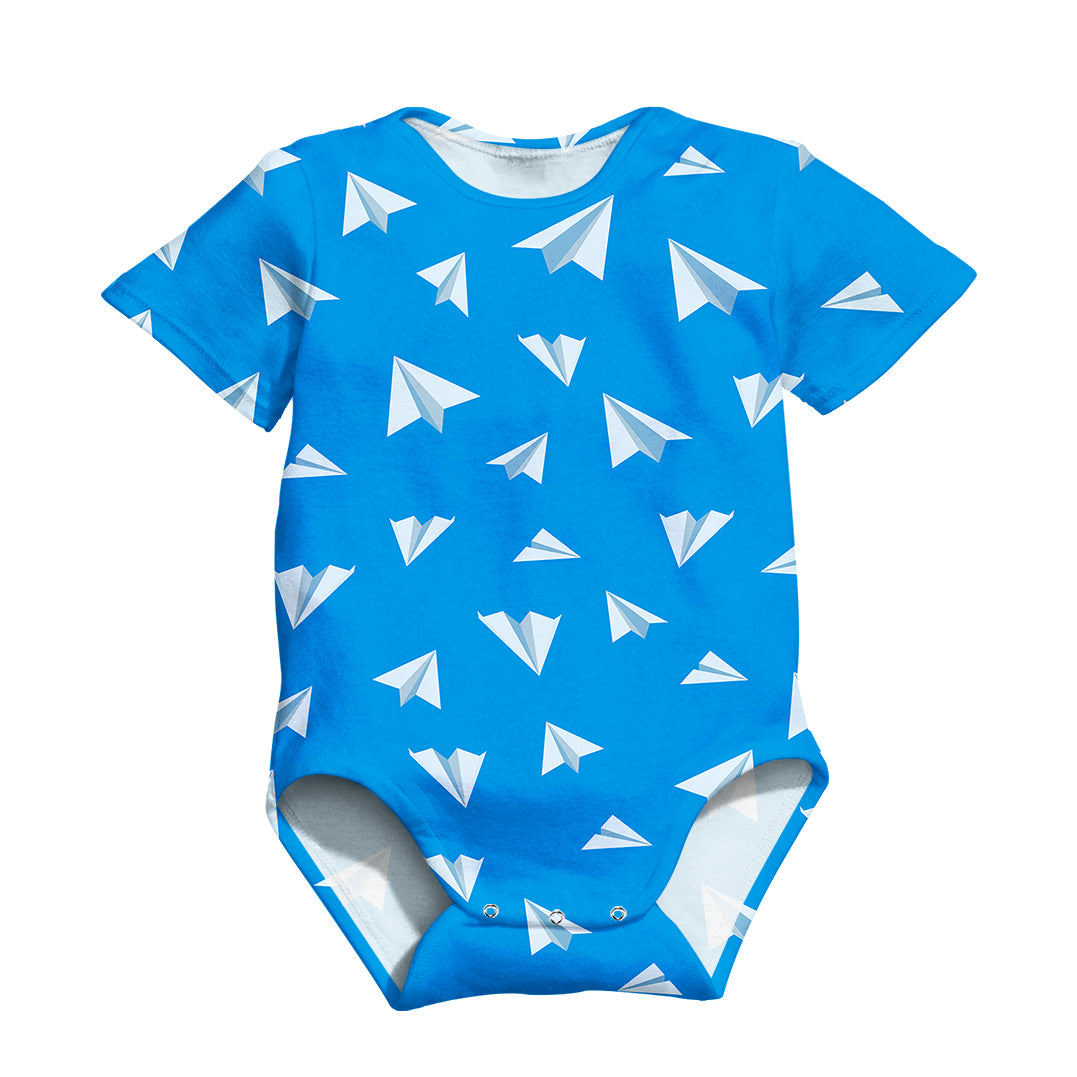 Paper Airplanes (Blue) Designed 3D Baby Bodysuits